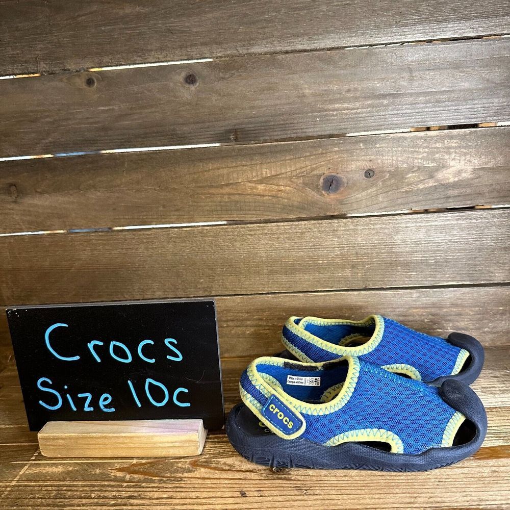 Childrens Little Kids Crocs Swiftwater Blue Water Shoes Sandals Size 10‎ C GUC